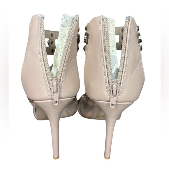VENUS Gold Studded Cream Stiletto Ankle Strap Heels, Size 9 - Picture 5 of 8